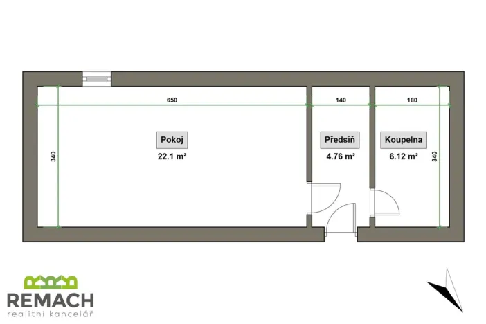 Pronájem bytu 1+kk, Uherské Hradiště, Prostřední, 33 m2