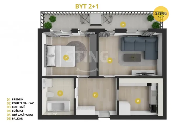 Prodej bytu 2+1, Hrabyně, 64 m2