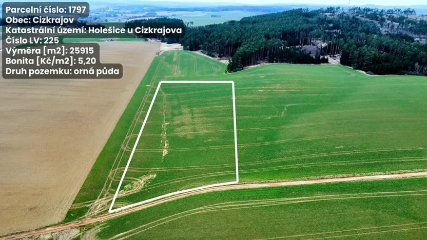 Prodej pole, Cizkrajov, 25915 m2