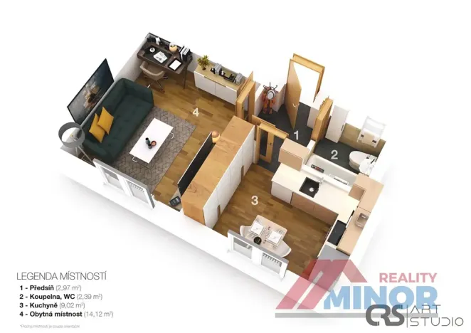 Pronájem bytu 1+1, Slaný, Rabasova, 28 m2