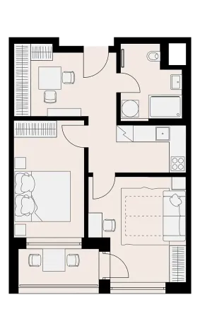 Pronájem bytu 2+1, Praha, 43 m2