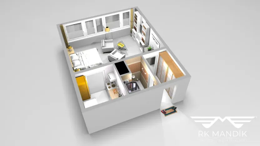 Pronájem bytu 1+kk, Praha - Troja, Lublinská, 42 m2