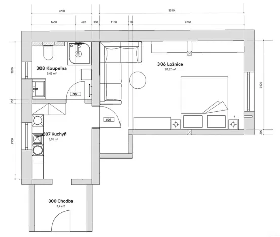Pronájem bytu 1+1, Plzeň, Dvorní, 36 m2