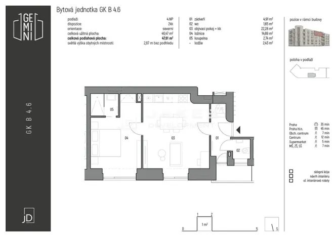 Pronájem bytu 2+kk, Kolín, Zengrova, 50 m2