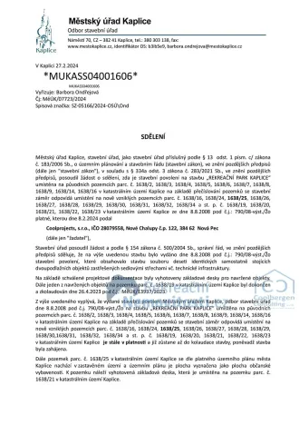 Prodej pozemku pro bydlení, Kaplice, 840 m2