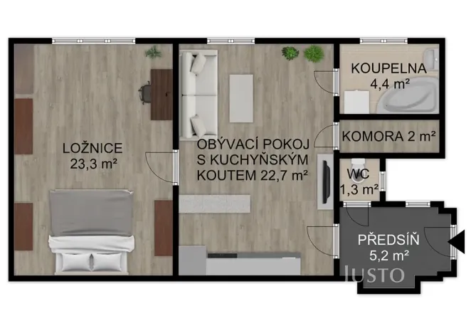 Prodej bytu 2+kk, Písek, Kollárova, 59 m2