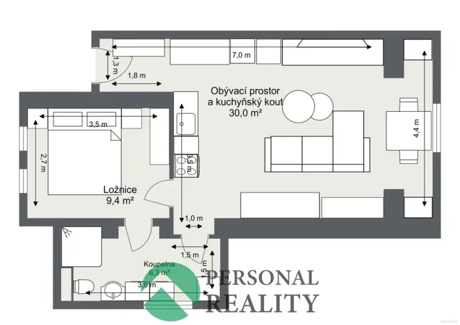 Pronájem bytu 2+kk, Praha - Vinoř, 60 m2