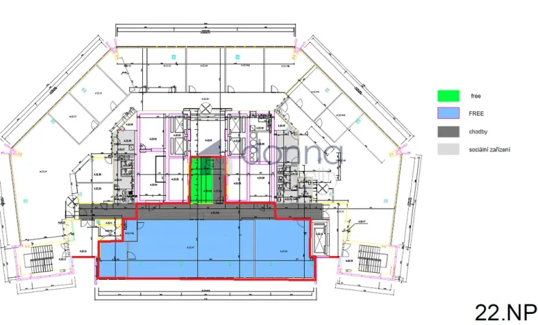 Pronájem kanceláře, Praha, Na strži, 222 m2