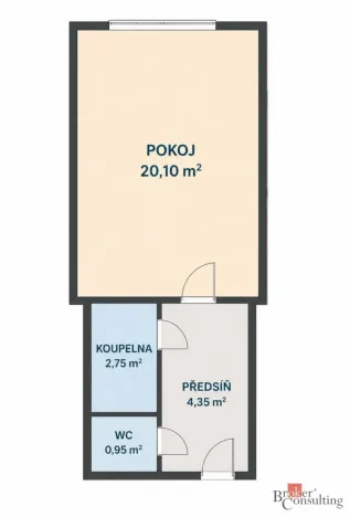 Pronájem bytu 1+kk, Praha - Braník, Jeremenkova, 28 m2