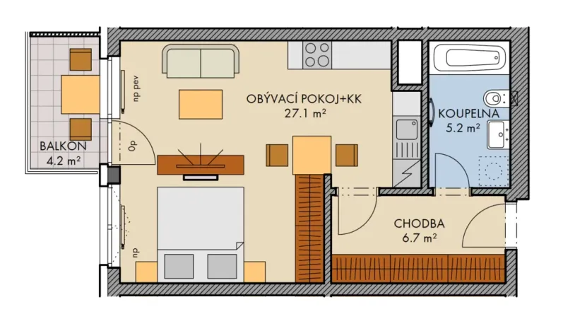 Prodej bytu 1+kk, Praha - Dolní Měcholupy, Honzíkova, 40 m2