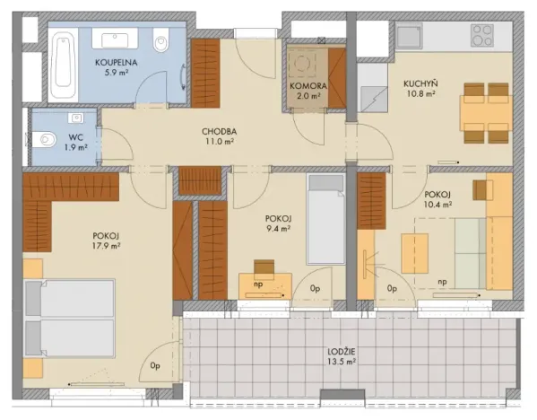 Prodej bytu 3+1, Praha - Stodůlky, Svitákova, 73 m2