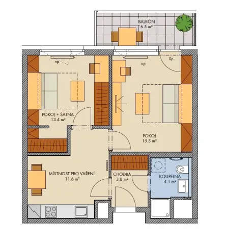 Prodej bytu 2+1, Praha - Hlubočepy, Vítové, 51 m2