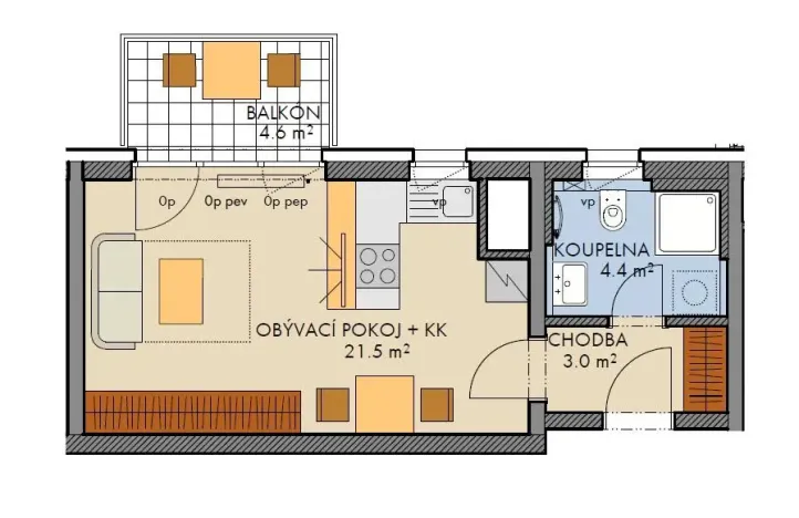 Prodej bytu 1+kk, Praha - Vysočany, Pod Harfou, 30 m2