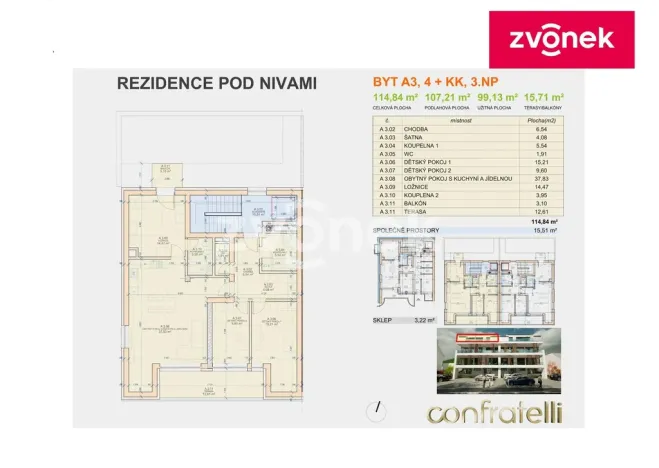 Prodej bytu 4+kk, Zlín, Pod Nivami, 99 m2