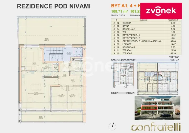 Prodej bytu 4+kk, Zlín, Pod Nivami, 93 m2