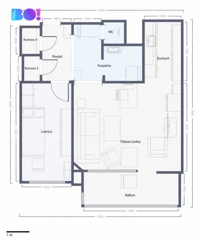 Prodej bytu 2+kk, Brno, Oderská, 46 m2