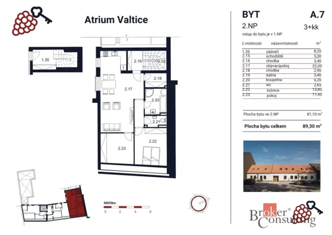 Prodej bytu 3+kk, Valtice, P. Bezruče, 89 m2