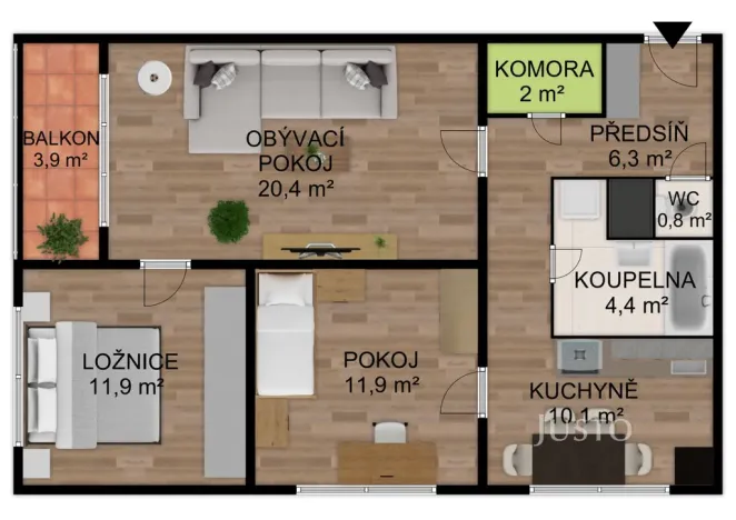 Prodej bytu 3+1, Bavorov, Na Sídlišti, 70 m2