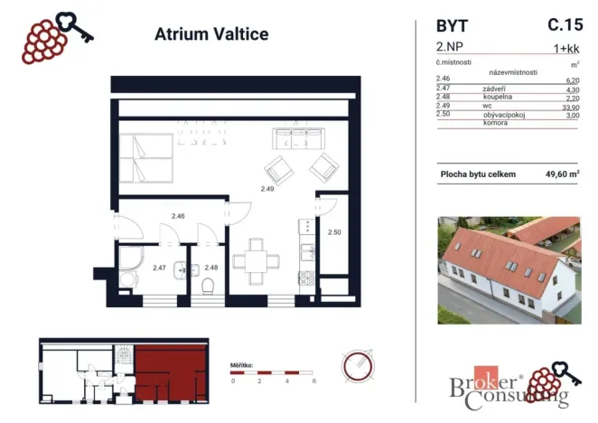 Prodej bytu 1+kk, Valtice, P. Bezruče, 49 m2