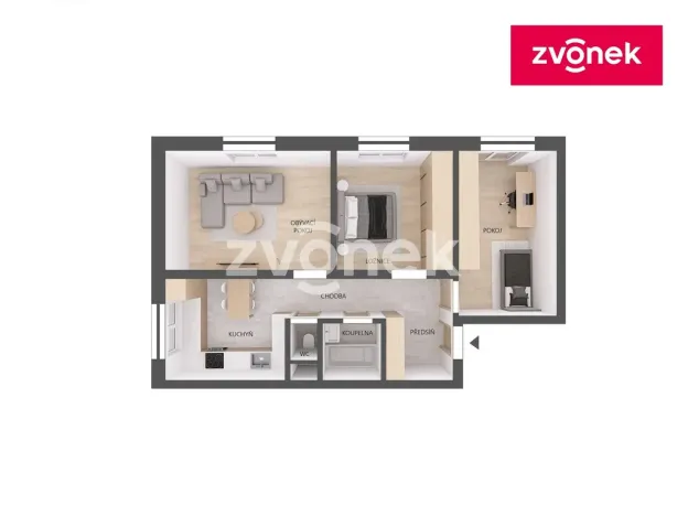 Prodej bytu 3+1, Zlín, Padělky II, 75 m2