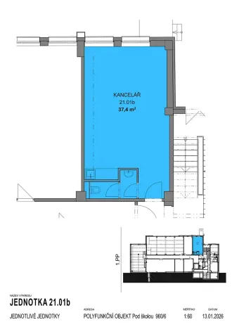 Pronájem kanceláře, Praha - Košíře, Pod školou, 37 m2