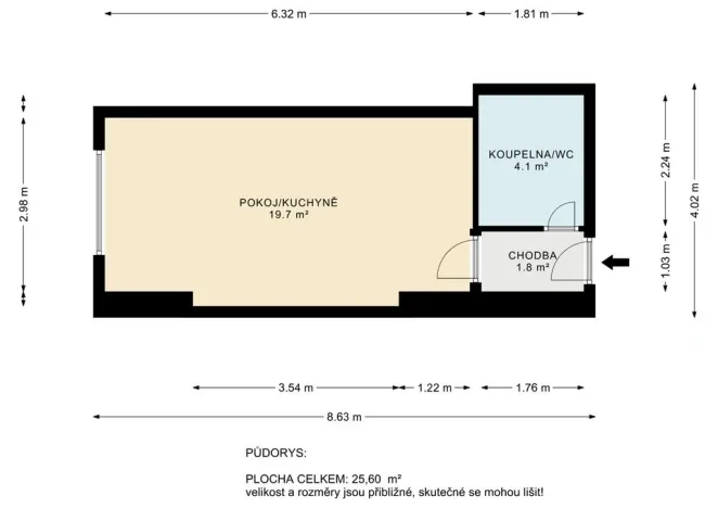 Pronájem bytu 1+kk, Ostrava - Přívoz, Palackého, 27 m2