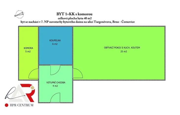 Prodej bytu 1+kk, Brno, Turgeněvova, 40 m2