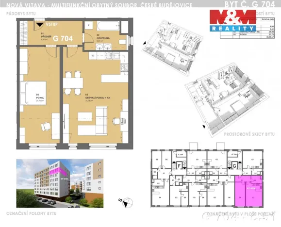 Pronájem bytu 2+kk, České Budějovice - České Budějovice 2, České Vrbné, 75 m2