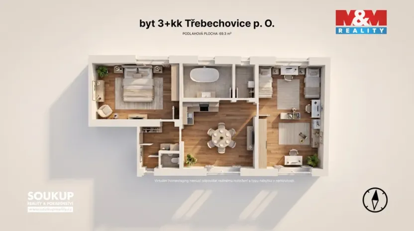 Prodej bytu 3+1, Třebechovice pod Orebem, Pod zahrady, 69 m2
