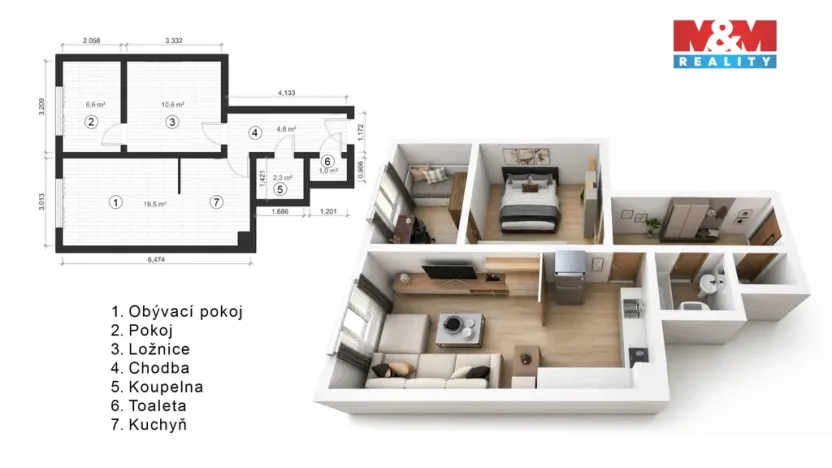 Prodej bytu 2+kk, Praha - Krč, U nových domů II, 45 m2