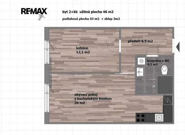 Pronájem bytu 2+kk, Praha - Stodůlky, Nušlova, 46 m2