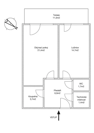 Prodej bytu 2+kk, Brno, U Červeného mlýna, 51 m2