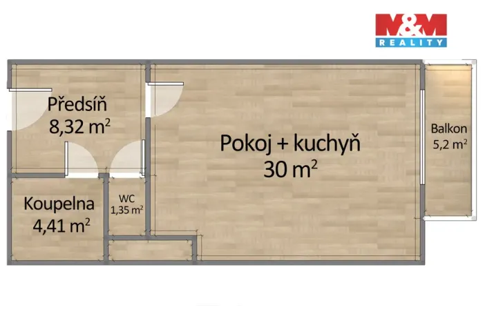 Pronájem bytu 1+kk, Plzeň - Doubravka, Moravská, 44 m2