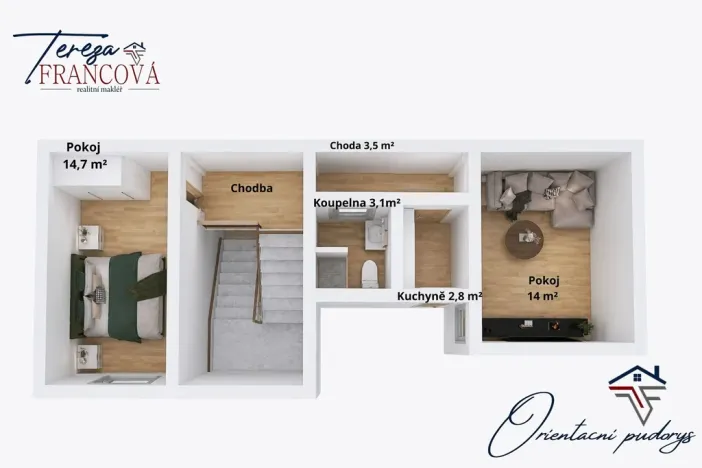 Pronájem bytu 2+1, Prostějov, Sádky, 38 m2