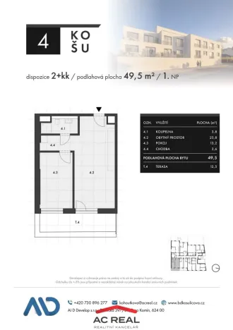 Prodej bytu 2+kk, Brno, Košuličova, 49 m2
