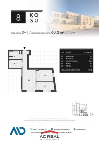 Prodej bytu 3+1, Brno, Košuličova, 60 m2