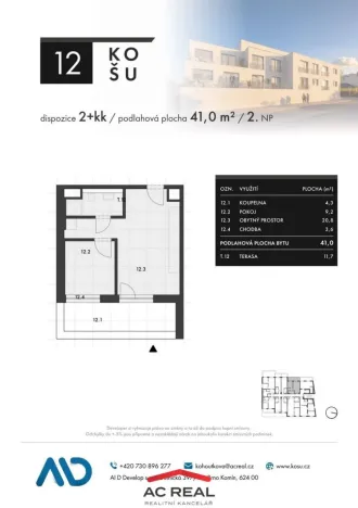 Prodej bytu 2+kk, Brno, Košuličova, 41 m2