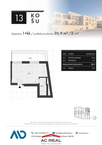 Prodej bytu 1+kk, Brno, Košuličova, 31 m2