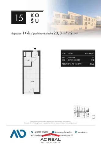 Prodej bytu 1+kk, Brno, Košuličova, 24 m2