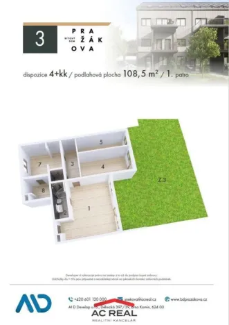 Prodej bytu 4+kk, Brno - Horní Heršpice, Pražákova, 109 m2