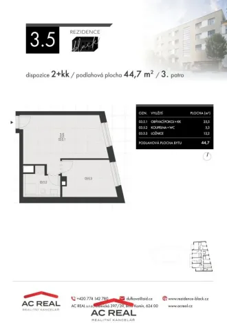 Prodej bytu 2+kk, Brno, Charbulova, 45 m2