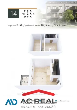Prodej bytu 3+kk, Brno - Horní Heršpice, Pražákova, 89 m2