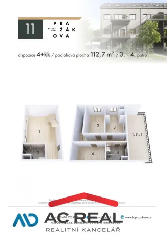 Prodej bytu 4+kk, Brno - Horní Heršpice, Pražákova, 112 m2