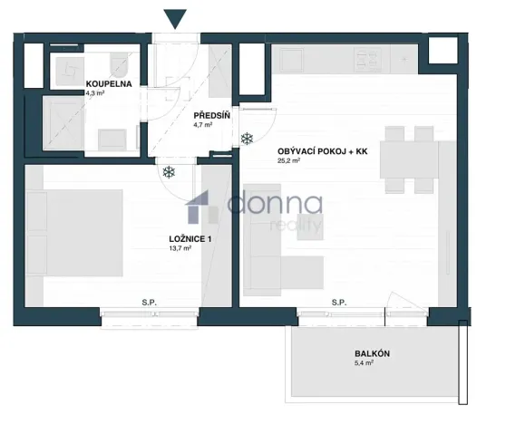 Pronájem bytu 2+kk, Praha, Hodkovická, 52 m2