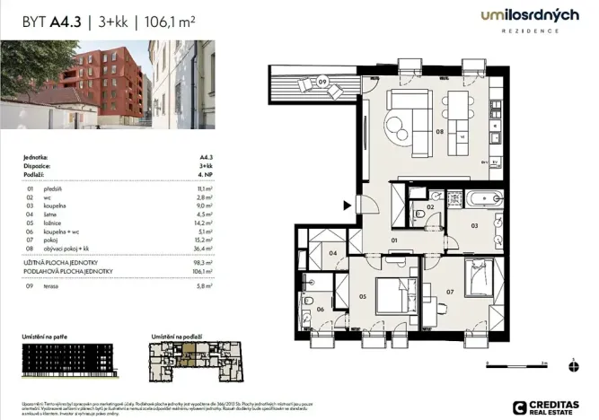 Pronájem bytu 3+kk, Praha - Staré Město, U milosrdných, 98 m2