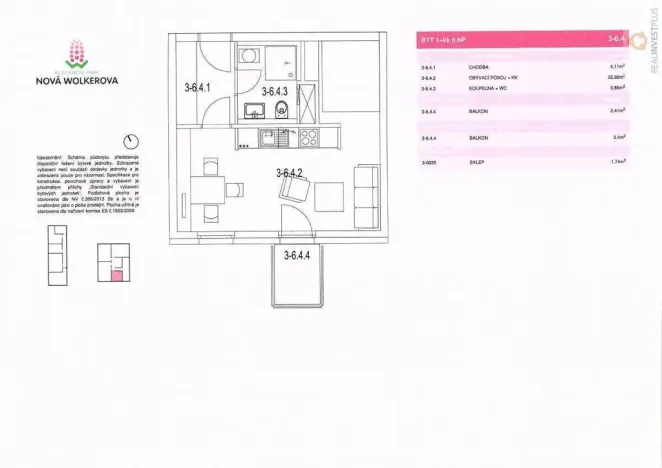 Pronájem bytu 1+kk, Olomouc, Eduarda Hamburgera, 32 m2