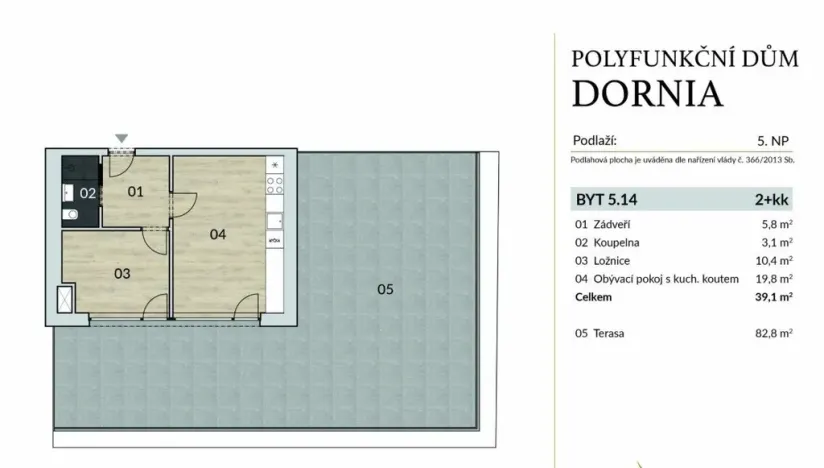 Pronájem bytu 2+kk, Brno, Dornych, 39 m2