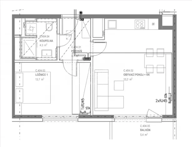 Pronájem bytu 2+kk, Praha - Kamýk, Hodkovická, 50 m2