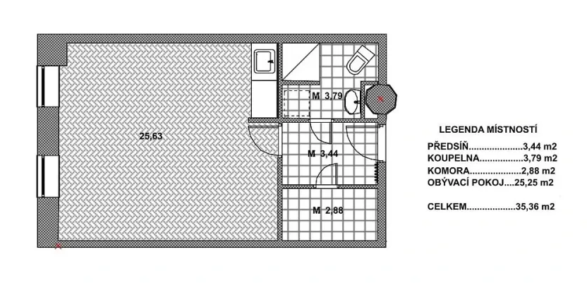 Pronájem bytu 1+kk, Brno, Svitavské nábřeží, 35 m2