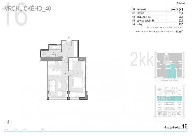 Prodej bytu 2+kk, Praha - Košíře, Vrchlického, 49 m2